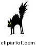 Critter Clipart of a Scared Black Cat with Green Eyes by Hit Toon