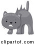 Critter Clipart of a Scared Gray Cat with Hair Sticking up by BNP Design Studio