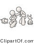 Critter Clipart of a Sketched Design Mascot Family Together, Father, Mother and Newborn Baby with Their Dog and Cat by Leo Blanchette