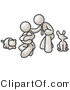 Critter Clipart of a White Family, Father, Mother and Newborn Child with Their Pet Dog and Cat by Leo Blanchette