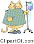 Critter Clipart of an Orange Tabby Cat with an IV Drip on a Stand in a Hospital by Djart