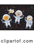Critter Clipart of Cat, Monkey and Dog Astronauts Partying in Space by BNP Design Studio