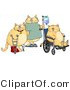 Critter Clipart of Three Hospitalized Orange Cats with IV Dispensers, Crutches, Casts and Wheelchairs by Djart
