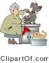 Kitty Clipart of a Groomer Using Clippers and Scissors on a Dog and Bathing a Cat - Royalty Free by Djart