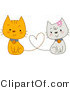 Vector Critter Clipart of White and Orange Cats with Heart Tails - Royalty Free by BNP Design Studio
