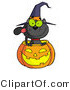 Vector Kitty Clipart of a Black Cat in a Halloween Jackolantern - Royalty Free by Hit Toon